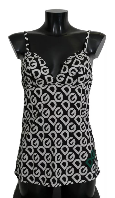 Maillot de bain sans manches imprimé DG Mania noir Dolce &amp; Gabbana