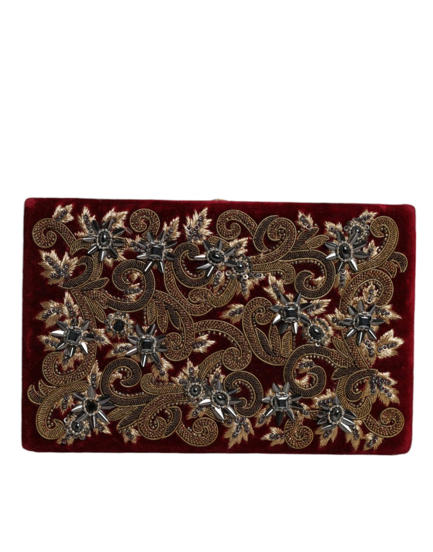 Sac à main de soirée Dolce &amp; Gabbana en velours rouge avec cadre doré
