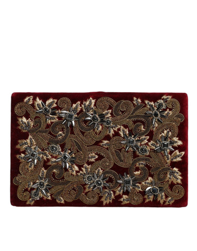 Sac à main de soirée Dolce &amp; Gabbana en velours rouge avec cadre doré