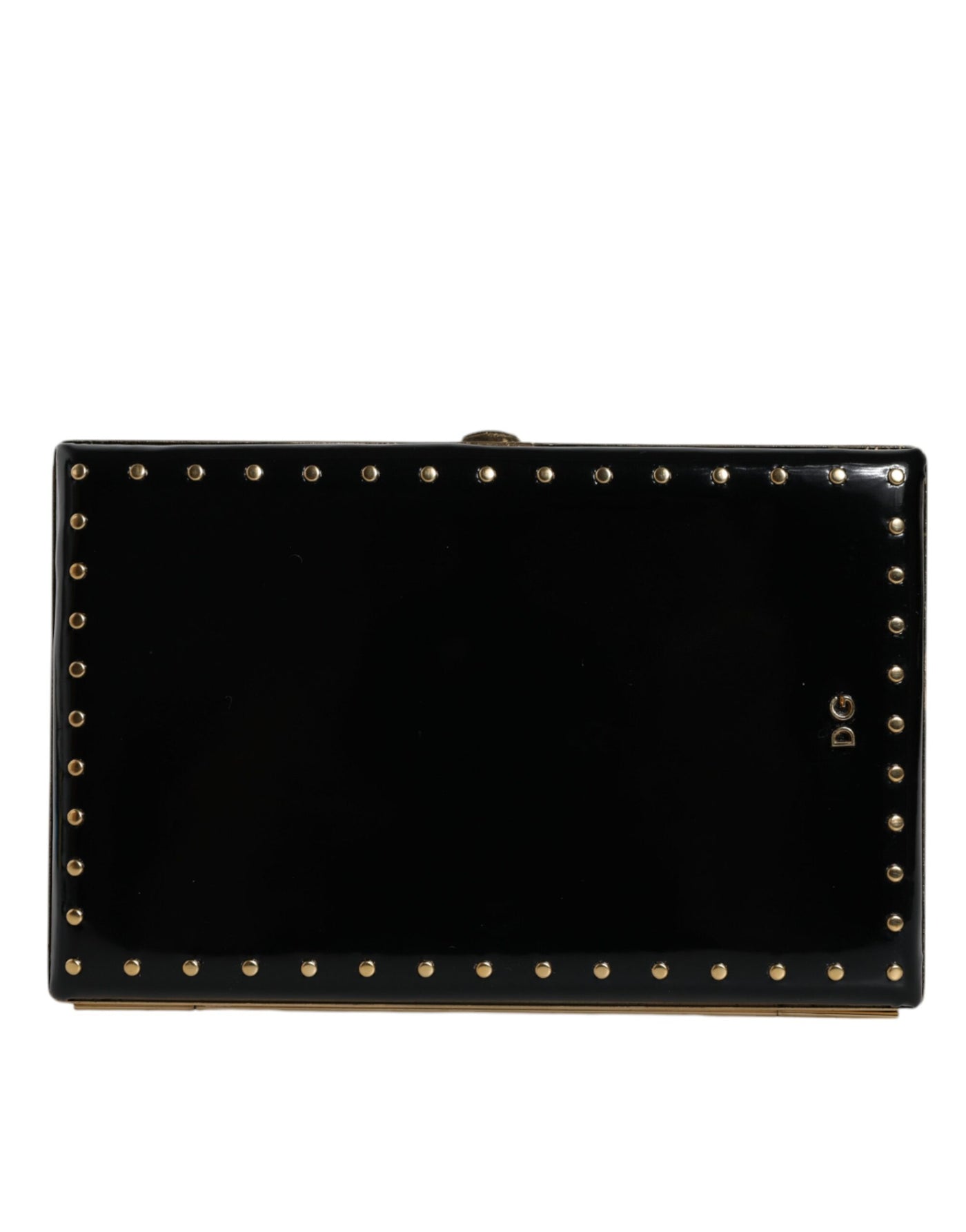 Sac à main de soirée Dolce &amp; Gabbana en cuir noir avec clous et cadre doré