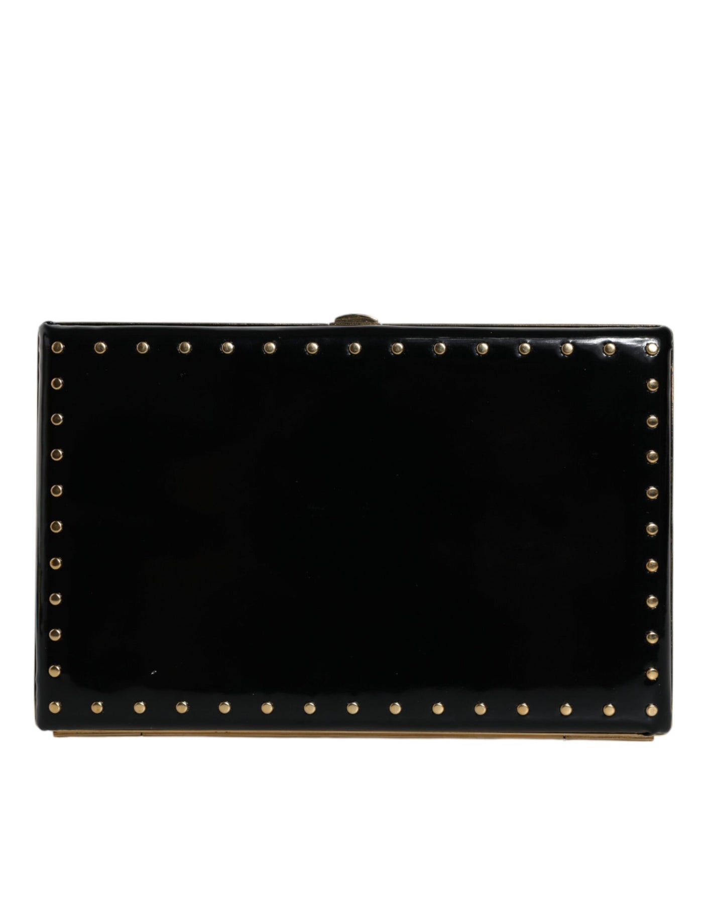 Sac à main de soirée Dolce &amp; Gabbana en cuir noir avec clous et cadre doré