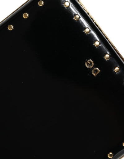 Sac à main de soirée Dolce &amp; Gabbana en cuir noir avec clous et cadre doré