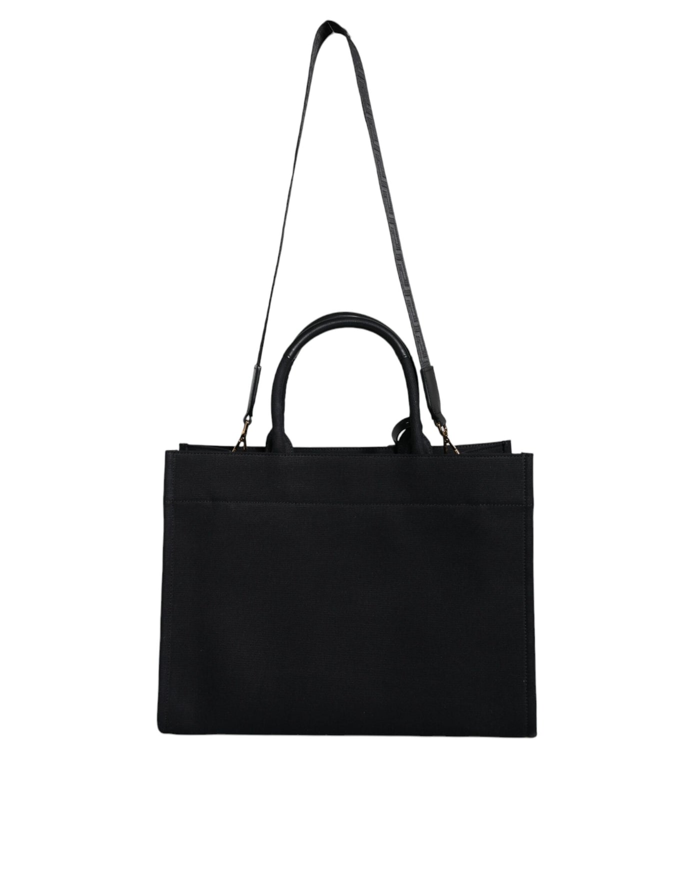 Sac fourre-tout à bandoulière en toile et cuir noir avec logo Versace