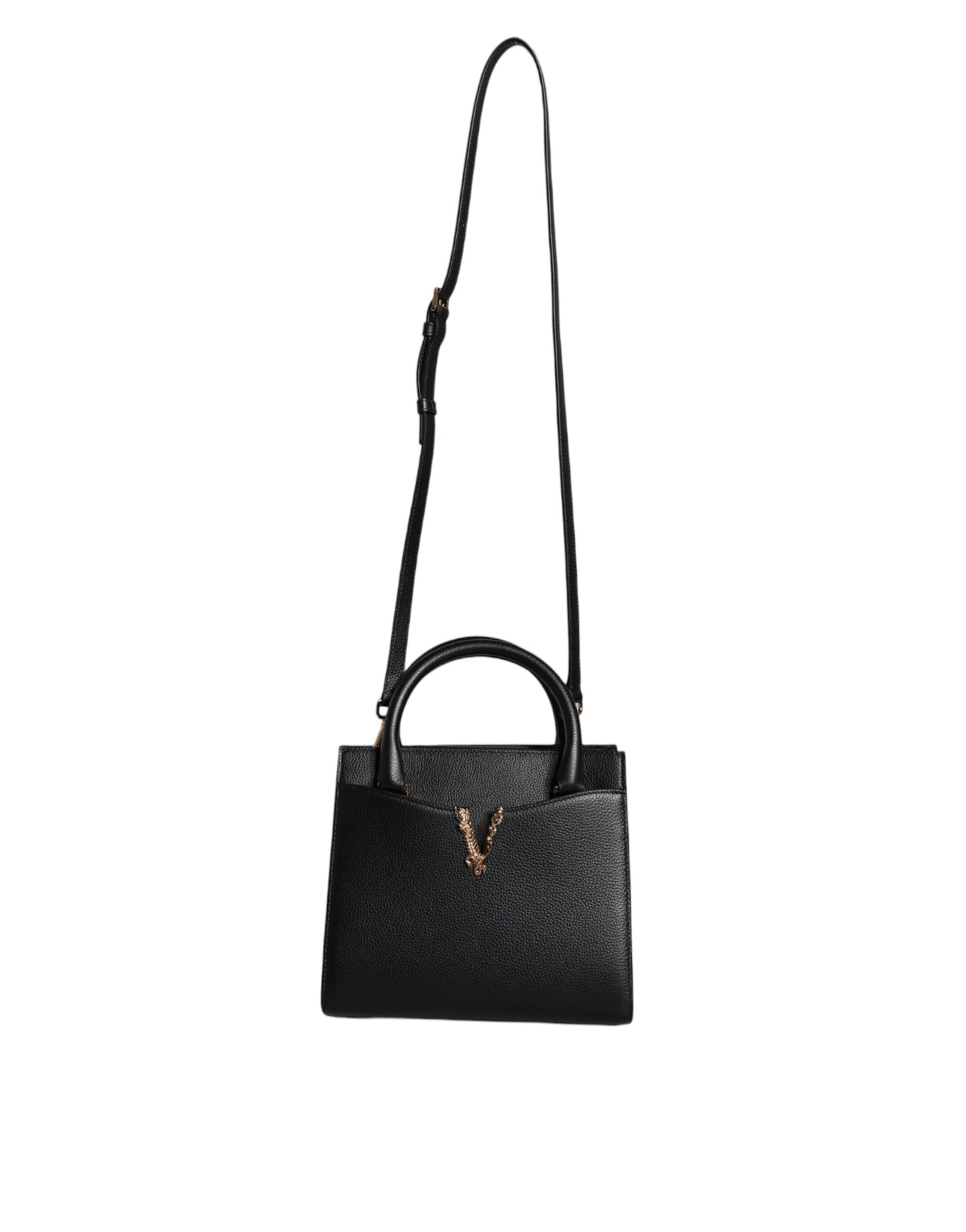 Petit sac à bandoulière en cuir noir Versace