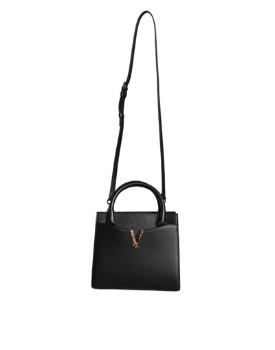 Petit sac à bandoulière en cuir noir Versace