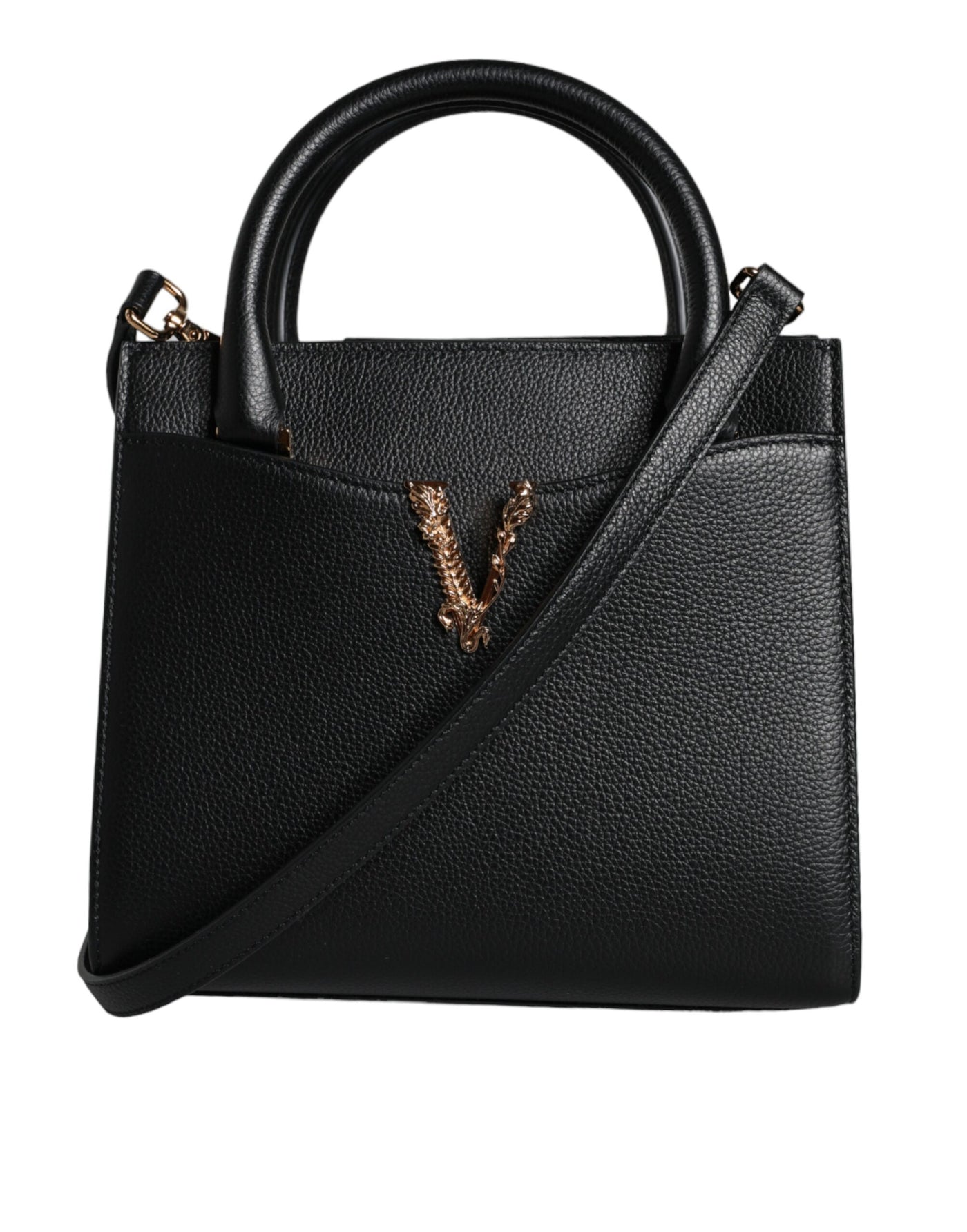 Petit sac à bandoulière en cuir noir Versace