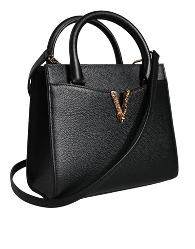 Petit sac à bandoulière en cuir noir Versace