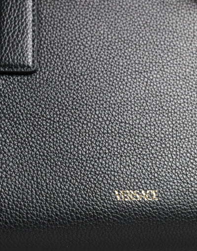 Petit sac à bandoulière en cuir noir Versace