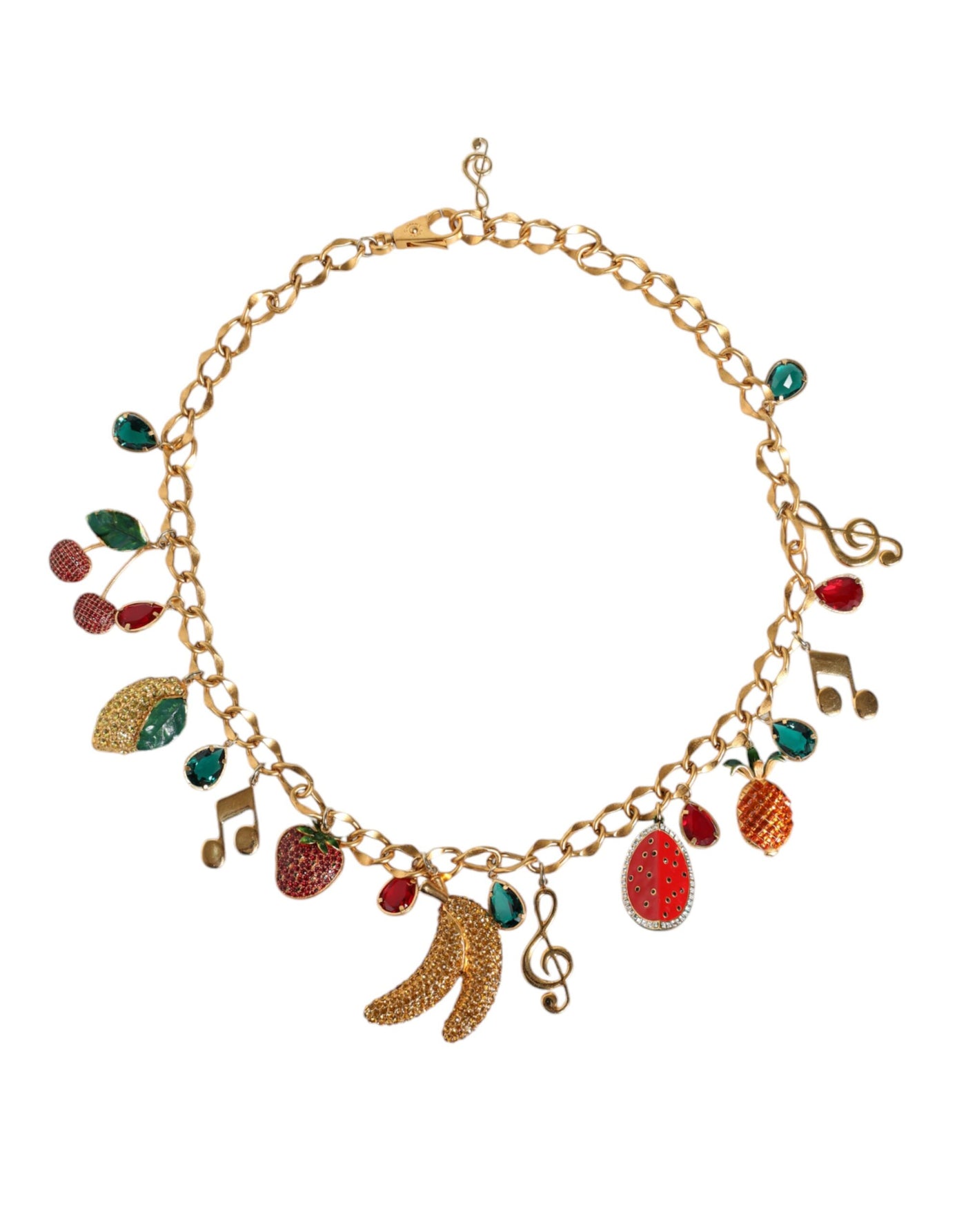 Dolce &amp; Gabbana Goudkleurige Messing Fruitige Kristal Versierde Tailleketting Riem
