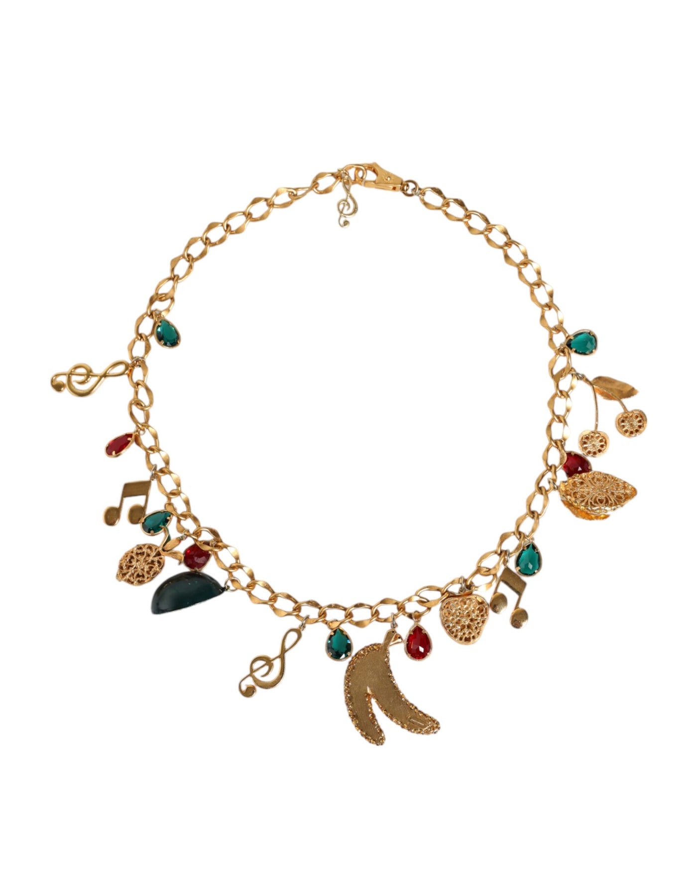 Dolce &amp; Gabbana Goudkleurige Messing Fruitige Kristal Versierde Tailleketting Riem