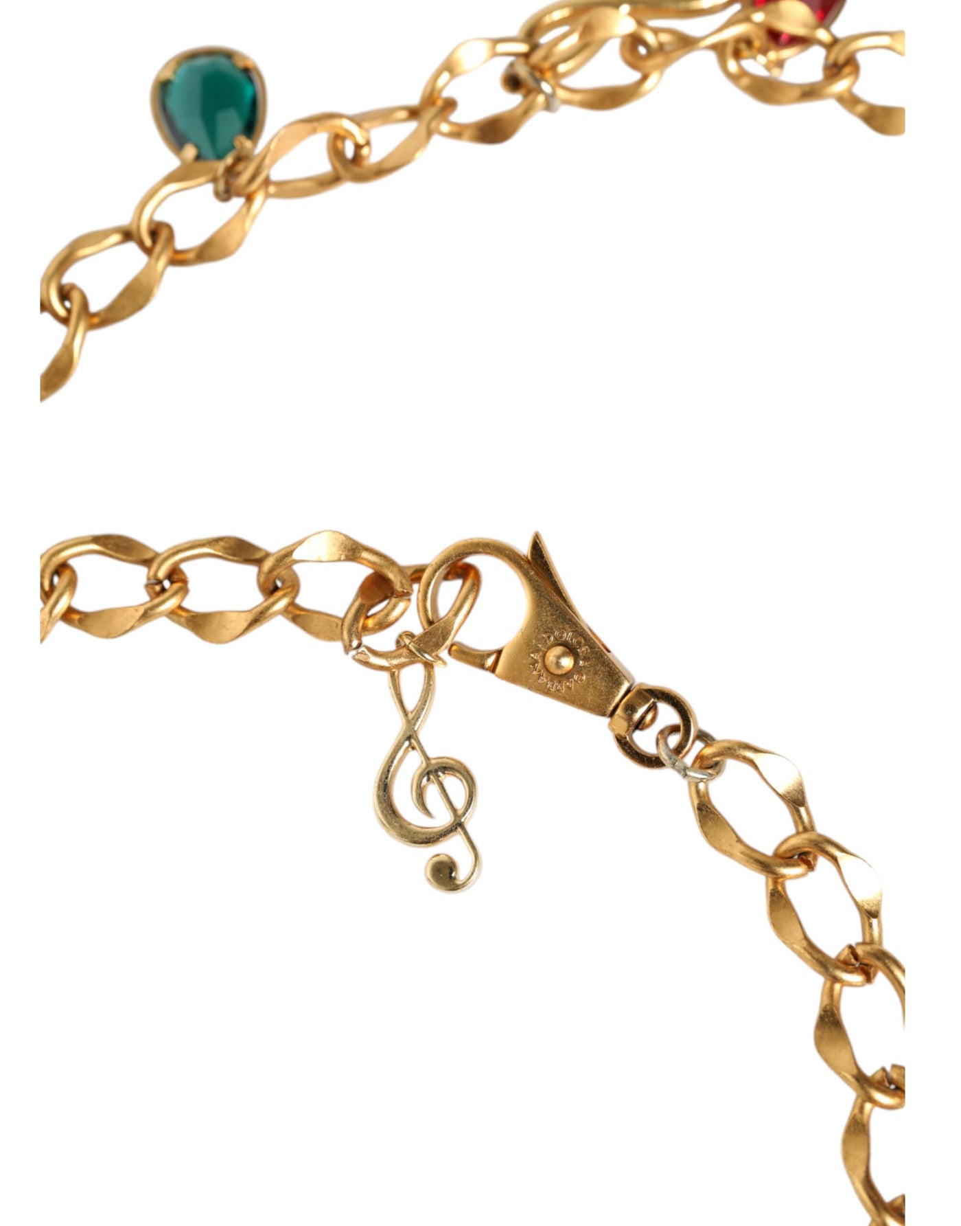 Dolce &amp; Gabbana Goudkleurige Messing Fruitige Kristal Versierde Tailleketting Riem