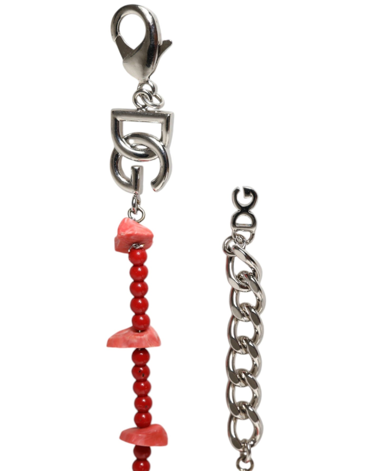 Dolce &amp; Gabbana zilverkleurige DG-logo-kettingarmband met messing kralen en hars