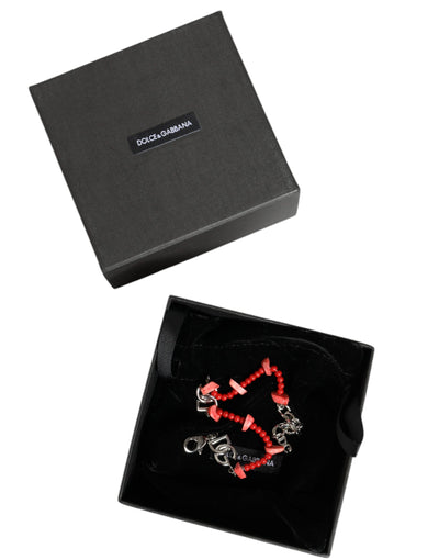 Dolce &amp; Gabbana zilverkleurige DG-logo-kettingarmband met messing kralen en hars
