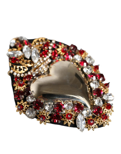 Dolce &amp; Gabbana Gouden Messing Sacred Heart Kristal Versierde Broche