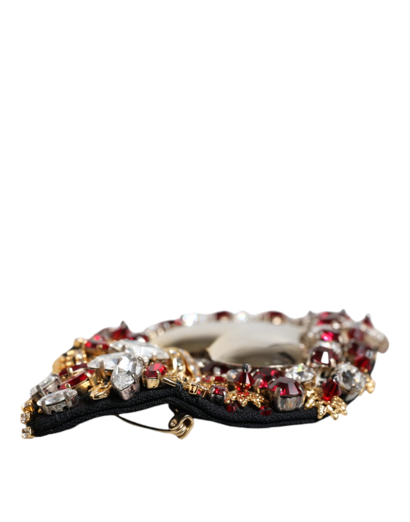 Dolce &amp; Gabbana Gouden Messing Sacred Heart Kristal Versierde Broche