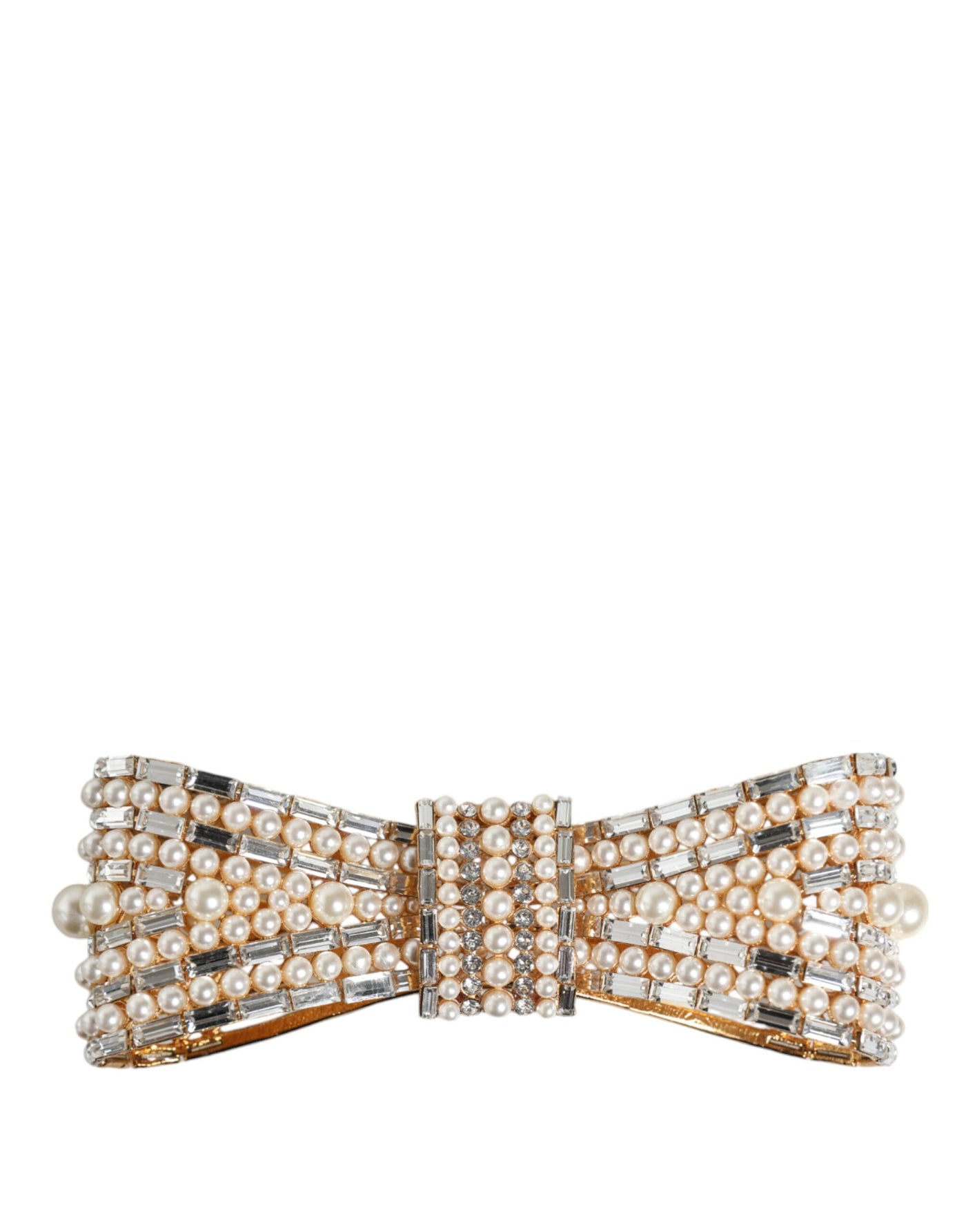 Dolce &amp; Gabbana Broche met vergulde messing strik en imitatieparels