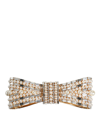 Dolce &amp; Gabbana Broche met vergulde messing strik en imitatieparels