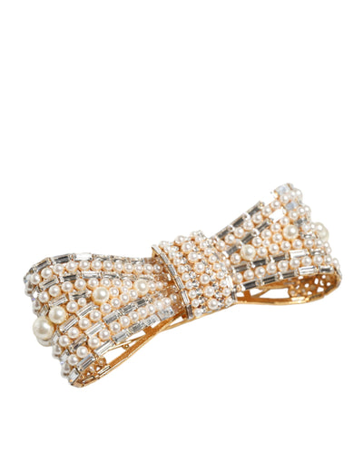 Dolce &amp; Gabbana Broche met vergulde messing strik en imitatieparels