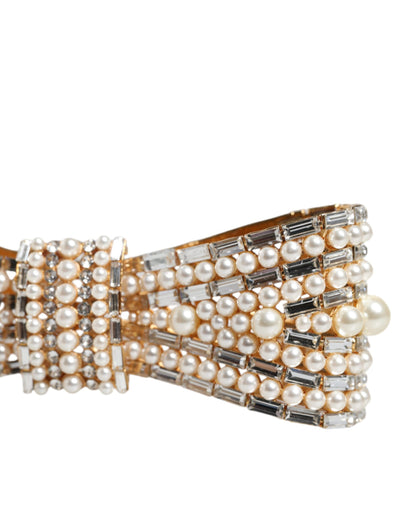 Dolce &amp; Gabbana Broche met vergulde messing strik en imitatieparels