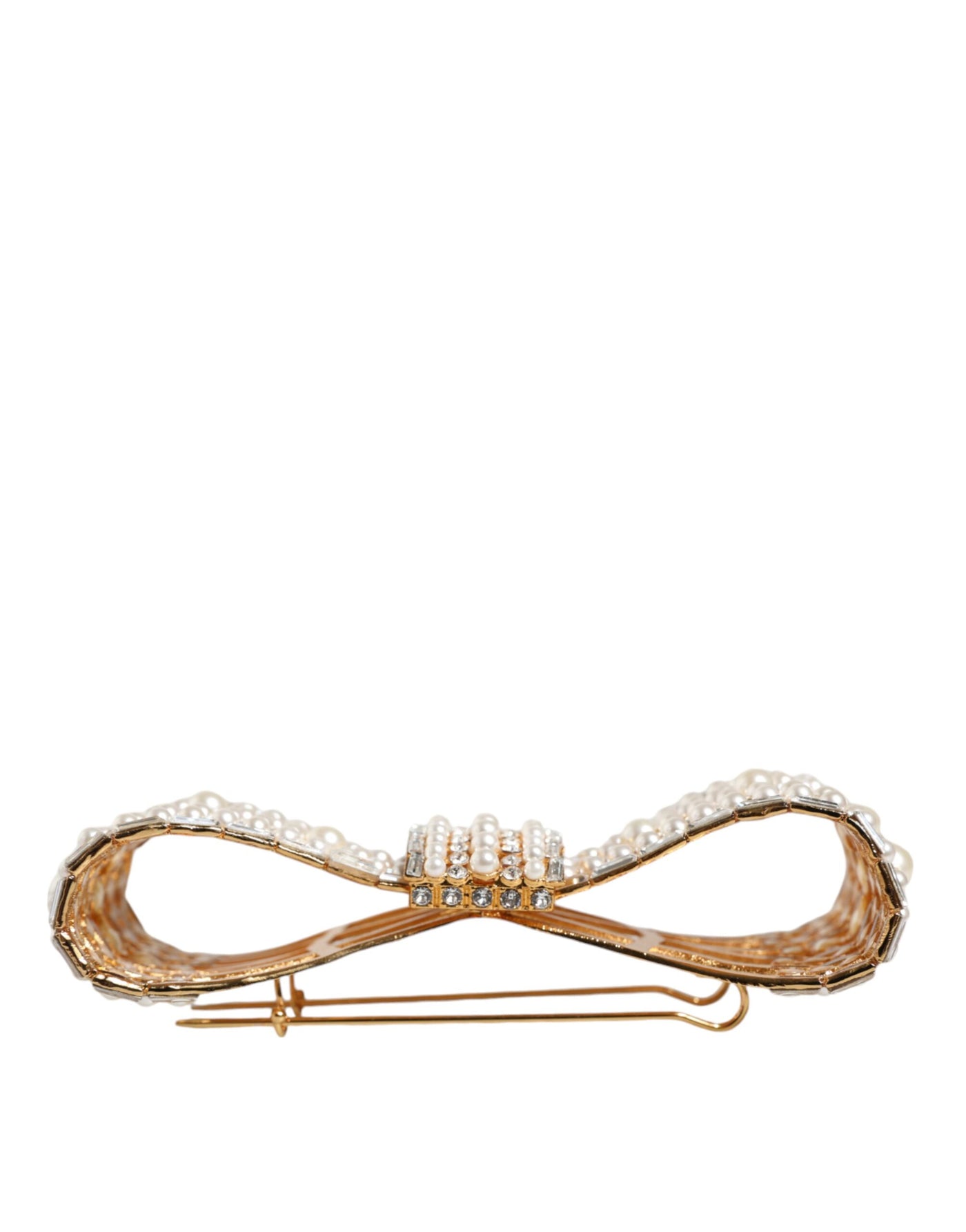Dolce &amp; Gabbana Broche met vergulde messing strik en imitatieparels