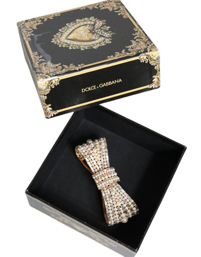Dolce &amp; Gabbana Broche met vergulde messing strik en imitatieparels