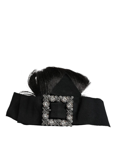 Dolce &amp; Gabbana Zwarte Haar Parrucchiera Kristallen Hoofdband Diadeem