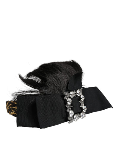 Dolce &amp; Gabbana Zwarte Haar Parrucchiera Kristallen Hoofdband Diadeem