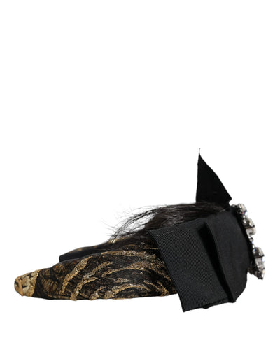 Dolce &amp; Gabbana Zwarte Haar Parrucchiera Kristallen Hoofdband Diadeem