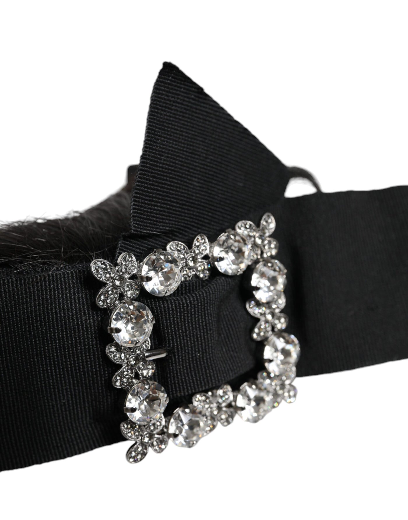 Dolce &amp; Gabbana Zwarte Haar Parrucchiera Kristallen Hoofdband Diadeem