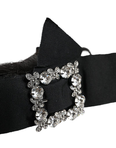 Dolce &amp; Gabbana Zwarte Haar Parrucchiera Kristallen Hoofdband Diadeem