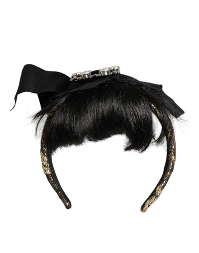 Dolce &amp; Gabbana Zwarte Haar Parrucchiera Kristallen Hoofdband Diadeem