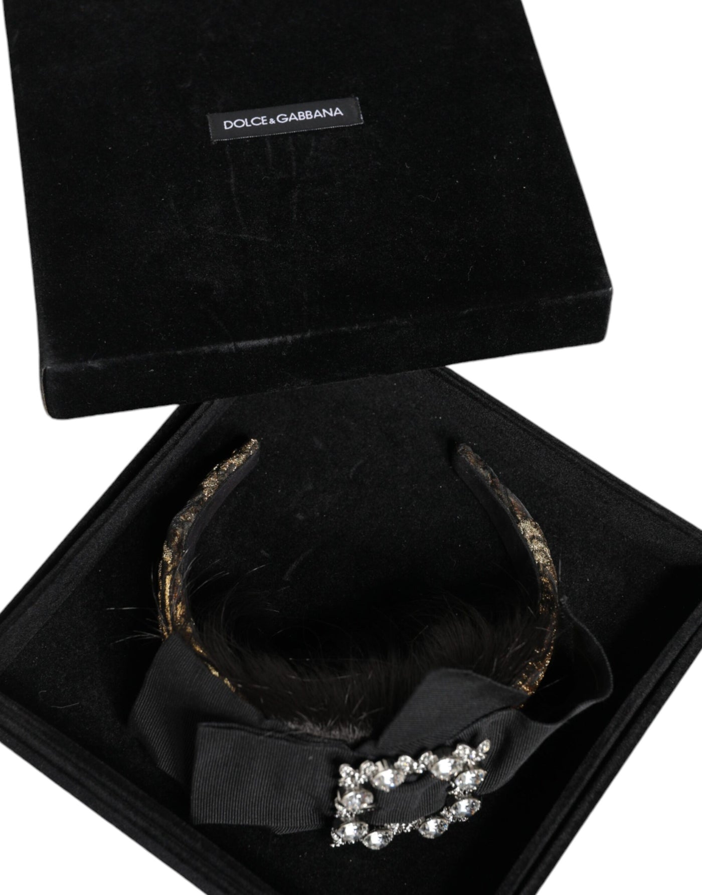 Dolce &amp; Gabbana Zwarte Haar Parrucchiera Kristallen Hoofdband Diadeem