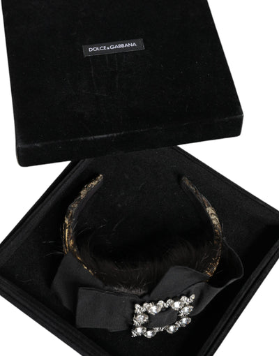 Dolce &amp; Gabbana Zwarte Haar Parrucchiera Kristallen Hoofdband Diadeem