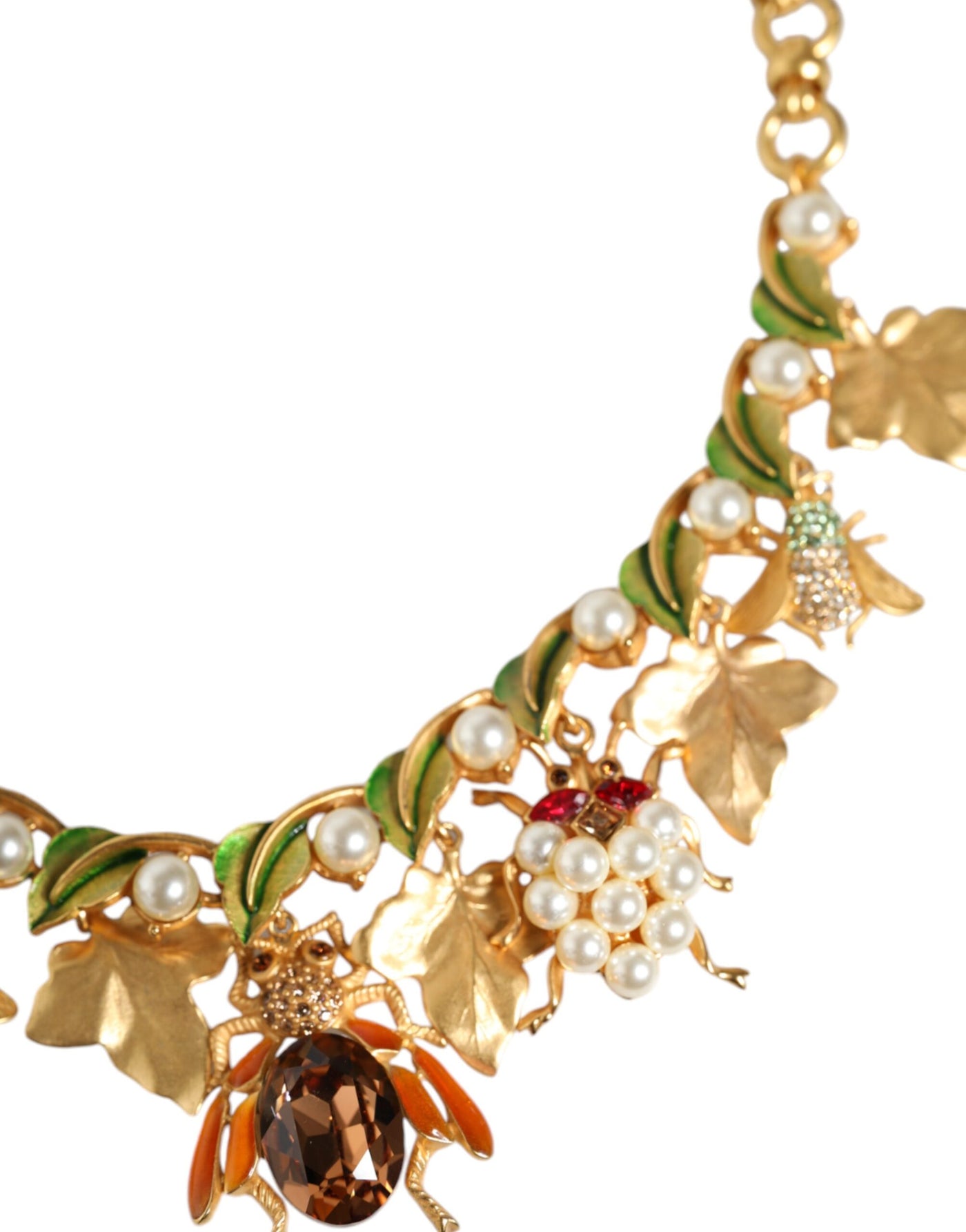 Dolce &amp; Gabbana Gouden Messing Kristallen Insectenhanger Statement Ketting
