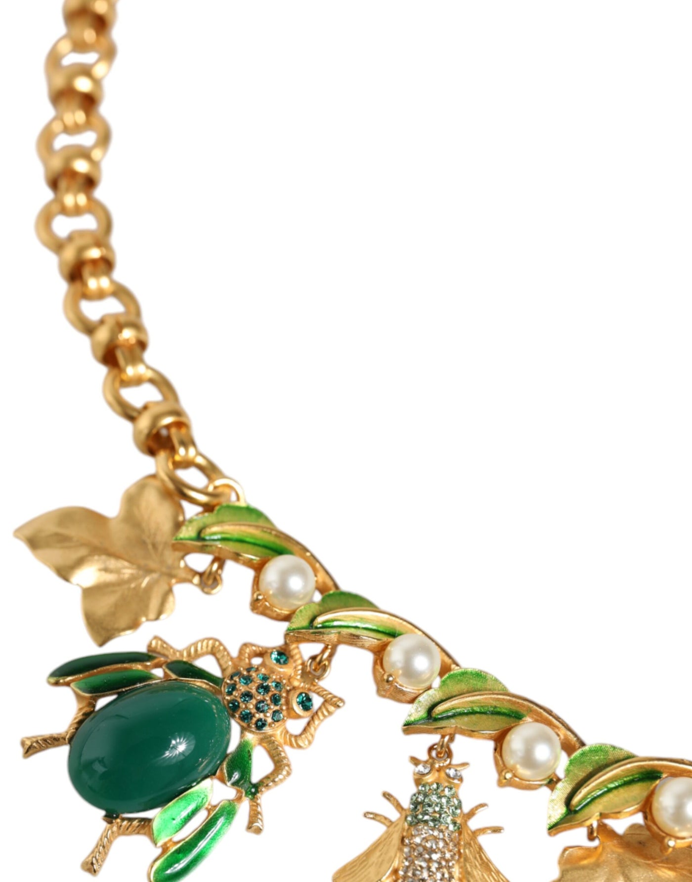 Dolce &amp; Gabbana Gouden Messing Kristallen Insectenhanger Statement Ketting