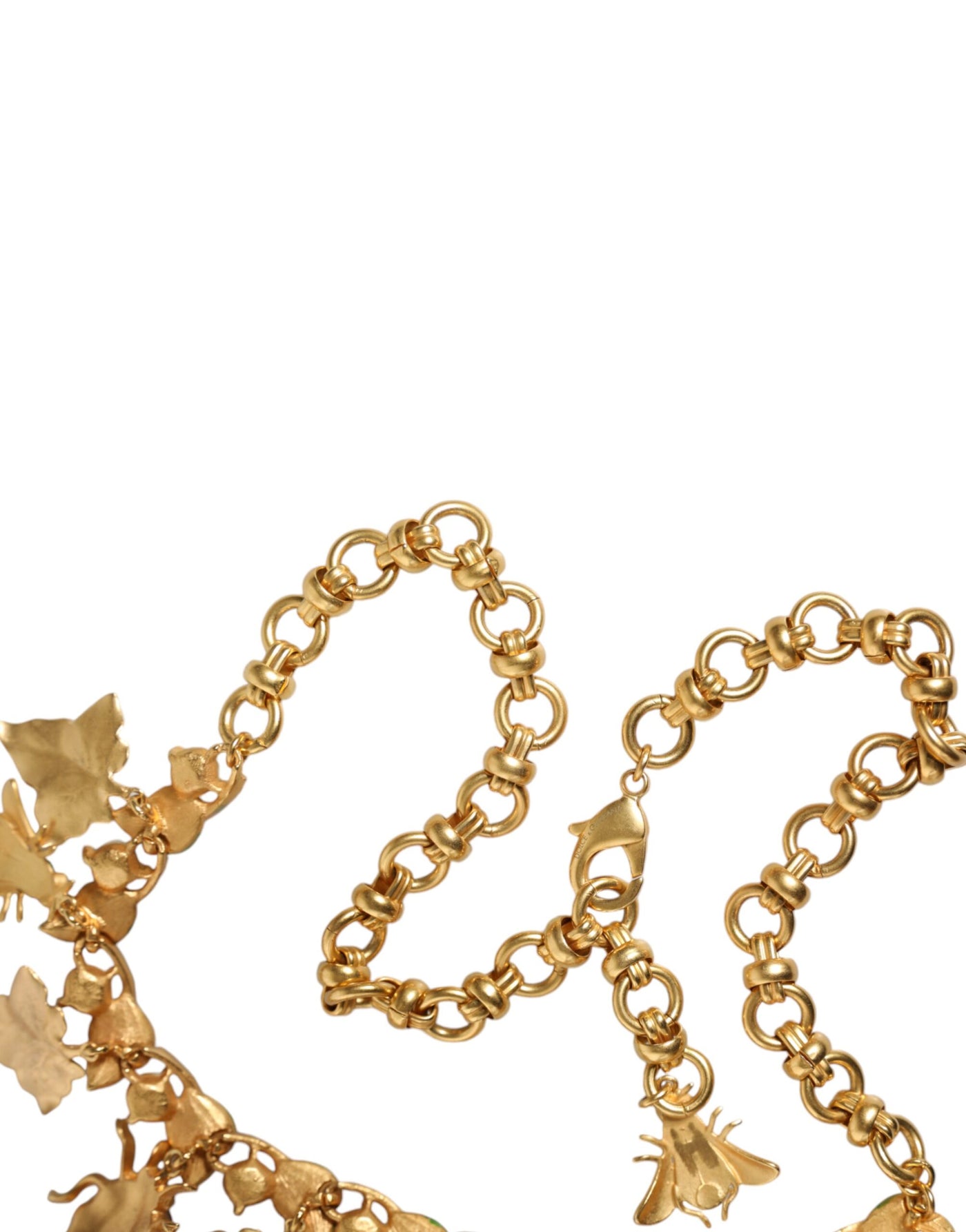 Dolce &amp; Gabbana Gouden Messing Kristallen Insectenhanger Statement Ketting