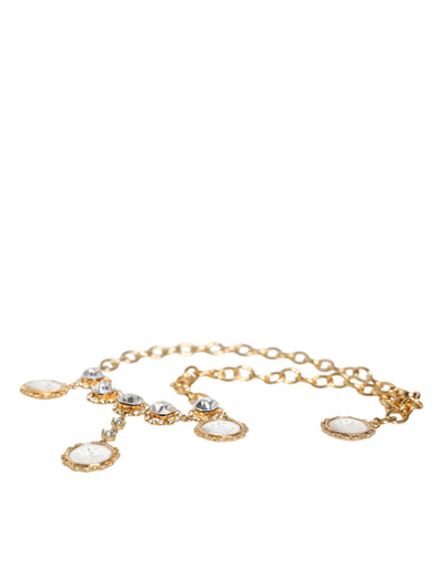 Dolce &amp; Gabbana Gouden Ketting Messing Kristallen Klok Statement Ketting