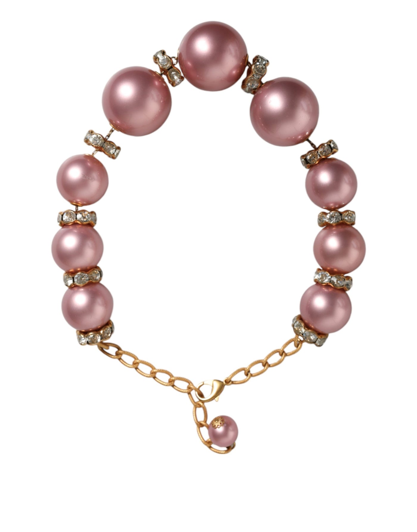 Dolce &amp; Gabbana roze maxi-ketting met imitatieparels en kristallen van goud