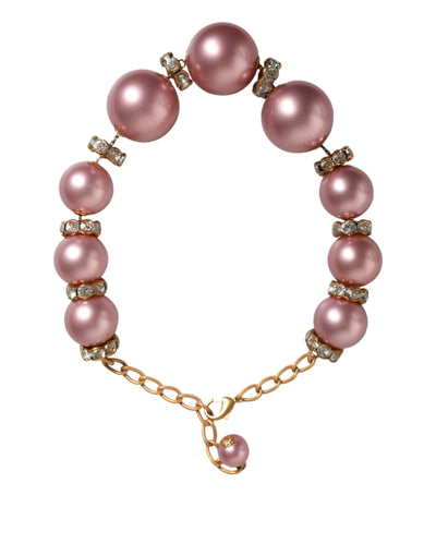 Dolce &amp; Gabbana roze maxi-ketting met imitatieparels en kristallen van goud