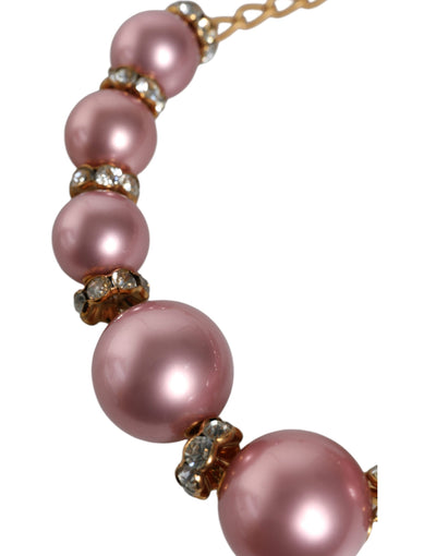 Dolce &amp; Gabbana roze maxi-ketting met imitatieparels en kristallen van goud