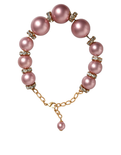 Dolce &amp; Gabbana roze maxi-ketting met imitatieparels en kristallen van goud
