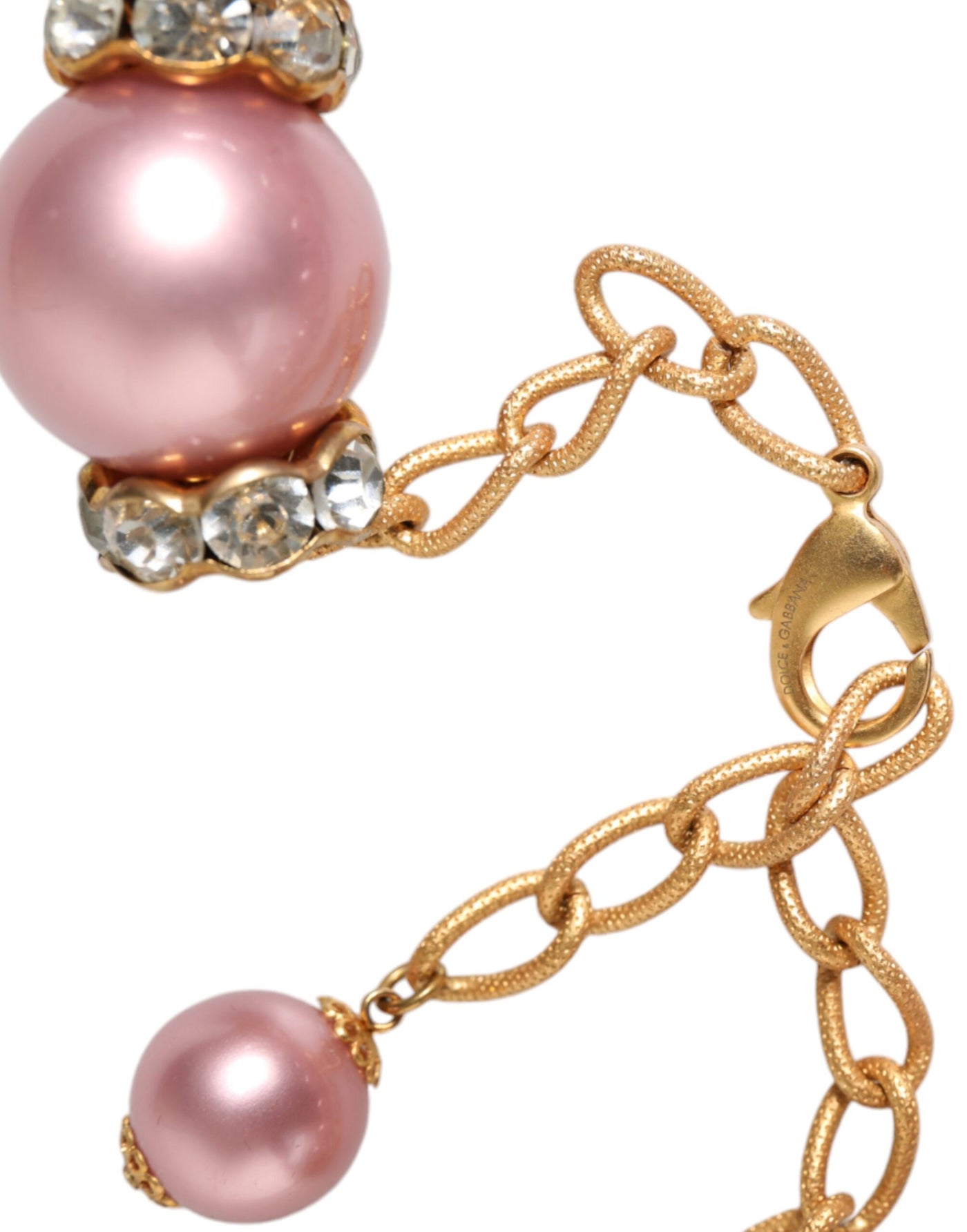 Dolce &amp; Gabbana roze maxi-ketting met imitatieparels en kristallen van goud