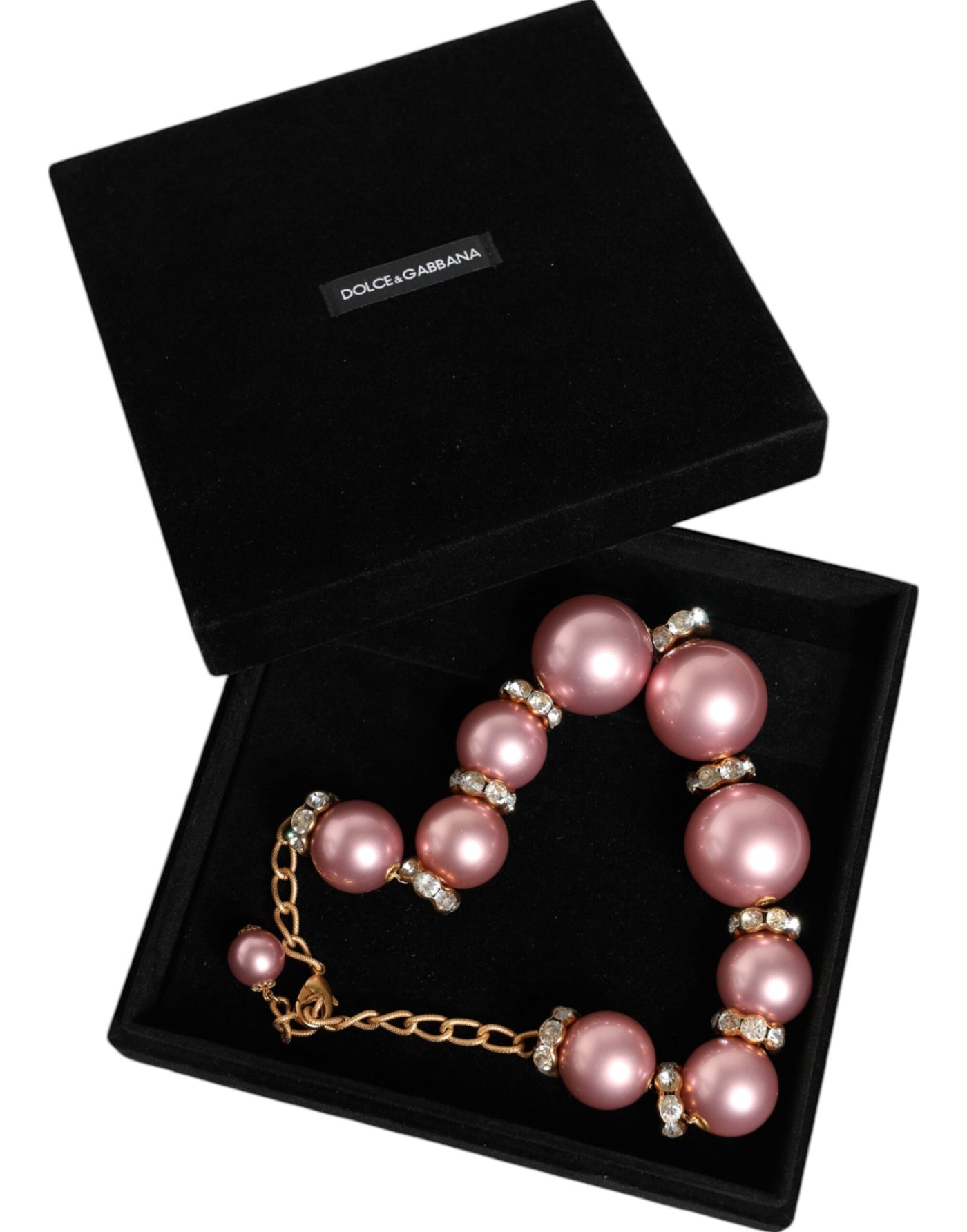 Dolce &amp; Gabbana roze maxi-ketting met imitatieparels en kristallen van goud