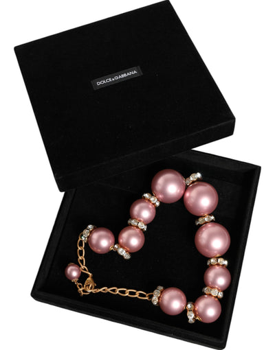 Dolce &amp; Gabbana roze maxi-ketting met imitatieparels en kristallen van goud