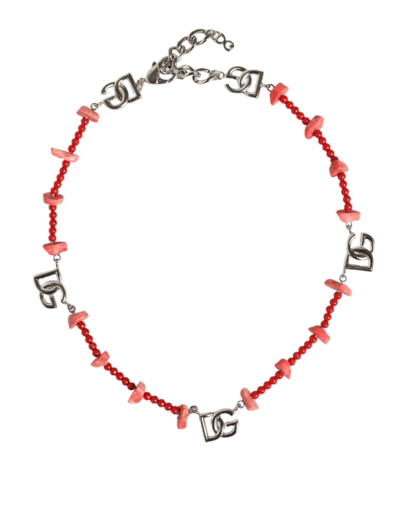 Dolce &amp; Gabbana zilverkleurige DG-logoketting met kralen van messing