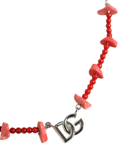 Dolce &amp; Gabbana zilverkleurige DG-logoketting met kralen van messing