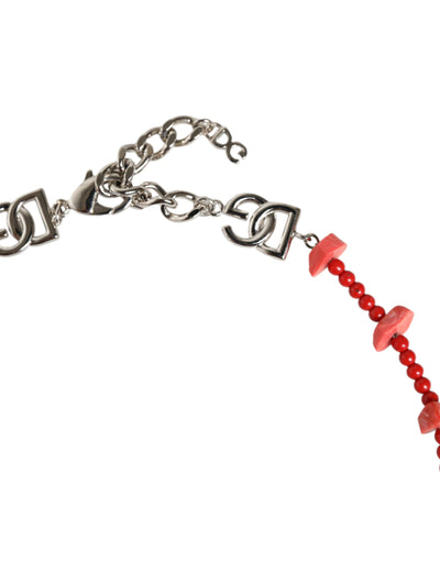 Dolce &amp; Gabbana zilverkleurige DG-logoketting met kralen van messing