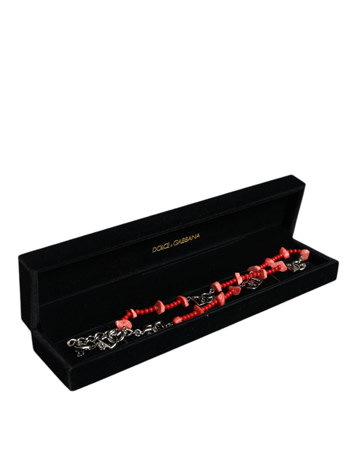 Dolce &amp; Gabbana zilverkleurige DG-logoketting met kralen van messing