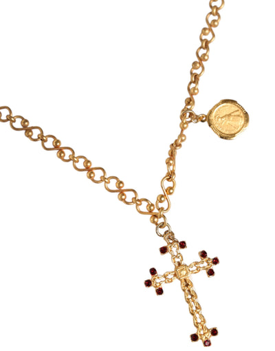 Dolce &amp; Gabbana Gouden Messing Ketting Religieuze Kruis Hanger Ketting