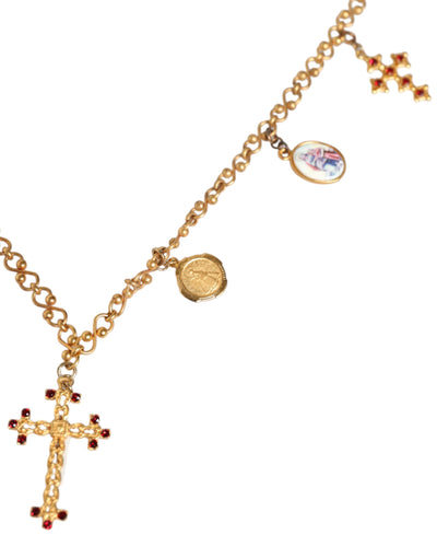 Dolce &amp; Gabbana Gouden Messing Ketting Religieuze Kruis Hanger Ketting